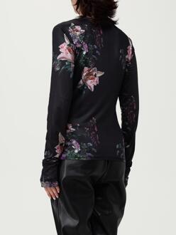 EA7 Bloemdruk Langemouw T-shirt Zwart