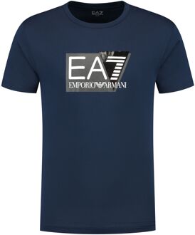 EA7 Cotton Visibility Shirt Heren navy - wit - M