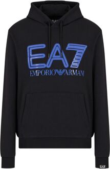 EA7 Graphic Neon Hoodie Heren zwart - blauw - M