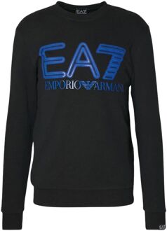 EA7 Graphic Neon Sweater Heren zwart - blauw - L