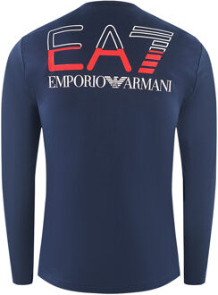 EA7 Large Back Logo Long Sleeved Navy Blue T-Shirt
