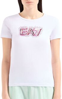 EA7 Shirt Dames wit - roze - zilver - rood