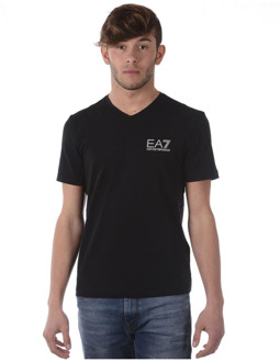 EA7 Train Core ID V-neck T-shirt Heren Sportshirt casual - Maat M  - Mannen - zwart/zilver