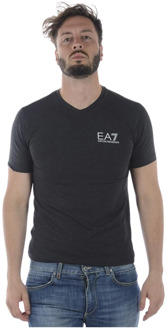 EA7 Train Core ID V-neck T-shirt Heren Sportshirt casual - Maat S  - Mannen - grijs/zilver