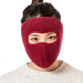 Earcuffs Winter Warm Gezicht Cover Full Face Cover Winddicht Ski Gezicht Die Oor Warmer Ademend Voor Outdoor Earcuffs H-beste wijn rood