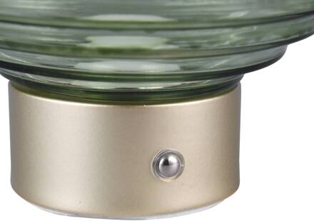 Earl LED tafellamp, messing/groen, hoogte 14,5 cm, glas mat messing, groen