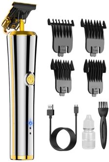 Eas-Mannen Elektrische Tondeuse Professionele Trimmer Oplaadbare Tondeuse T Blade Elektrische Trimmer zilver wit