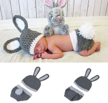 Easter Newborn Cartoon Animal Photography Costume Baby Monthly 100 Days Photo Prop Infant Knit Hats Outfits Photo Accessories