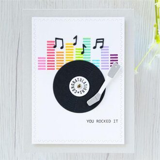 Eastshape Muziek Stempels en Matrijzen Stansmessen Voor Scrapbooking Metalen Vinyl Record Stitch Stencil Sterven Cut Verjaardag Craft Voor snijdend dies