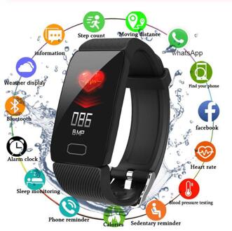 Eastvita Smart Band Bloeddruk Q1 Hartslagmeter Fitness Tracker Horloge Fitness Armband Waterdicht Weather Display Vrouwen zwart