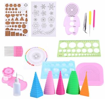 EASY-19Pcs Diy Papier Quilling Handgemaakte Gereedschap Set Template Tweezer Pins Ingelaste Tool Kit Papieren Kaart Ambachten Decorating Gereedschap