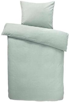 Easy 25% korting - Leen Bakker - Dekbedovertrek Dean Effen - Licht - 140x200 Cm - Katoen - Groen