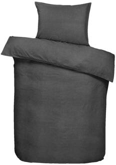 Easy 2e Halve Prijs Leen Bakker - Dekbedovertrek Dean Effen - Antraciet - 140x200 Cm - Katoen - Zwart