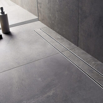 Easy Drain Compact 30 TAF douchegoot met omkeerbaar rooster zero/tegel waterslot 30mm 150cm inbouw diepte 75 85mm met zijuitloop edcomtaf1500-30 Zilver