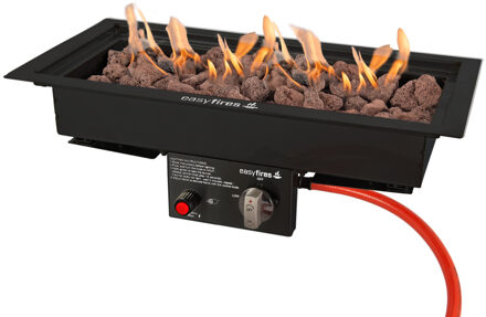 Easy Fires inbouwbrander rechthoek zwart 50x25cm.