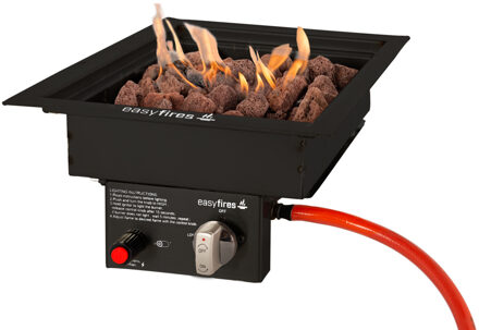 Easy Fires inbouwbrander vierkant zwart 30x30cm.