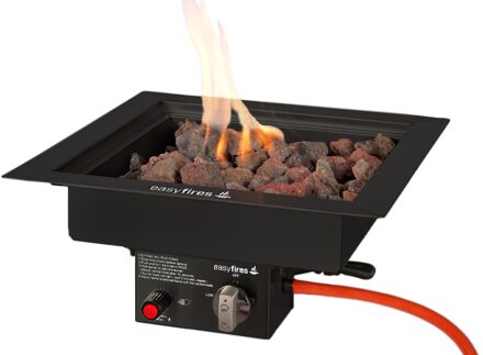 Easy Fires inbouwbrander vierkant zwart 40x40cm.