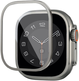 Easy install gehard glazen screenprotector met rand voor de Apple Watch Series 7-9 - 41 mm - Zilver