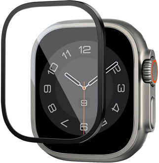 Easy install gehard glazen screenprotector met rand voor de Apple Watch Series 7-9 - 45 mm - Zwart