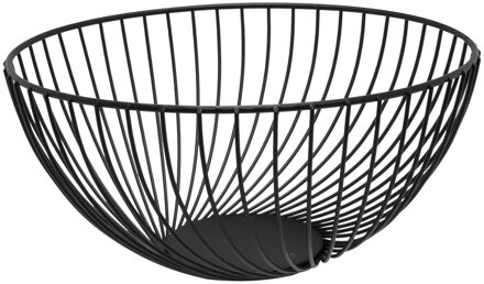 Easyline Fruitmand - zwart - rond - 25 cm - metaal - fruitschaal