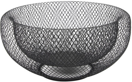 Easyline fruitschaal - zwart - metaal - 26 x 13 cm - rond - fruitmand