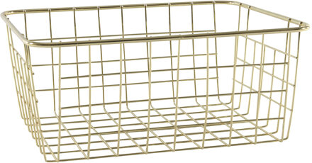 Easyline Industriele draadmand/opbergmand goud 28 x 22 x 13 cm - Opbergmanden Goudkleurig