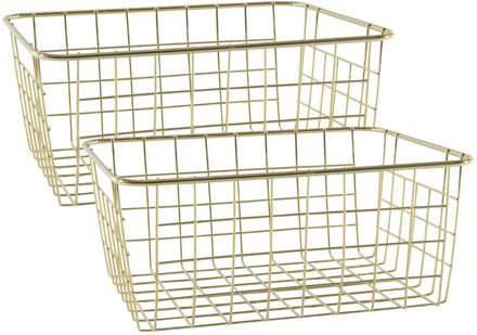 Easyline Svenska Living Draadmand - 6x stuks - goudkleurig - 28 x 22 x 13 cm - opbergmand