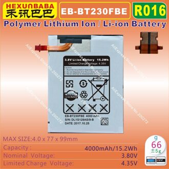 [EB-BT230FBE] 3.8 V 4000 mAh Li-Polymer lithium ion Mobiele/TABLET PC batterij voor SAMSUNG Galaxy SM-T230 T231 T235 [R016]