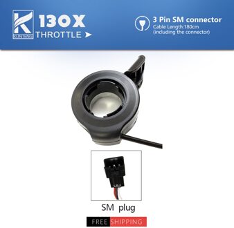 Ebike Thumb Throttle 12V 24V 36V 48V 52V 60V 72V 130X Vinger Duim throttle 3 Pin Waterdichte Connector Elektrische Scooter 130X SM plug