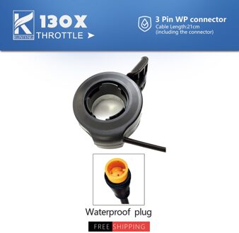 Ebike Thumb Throttle 12V 24V 36V 48V 52V 60V 72V 130X Vinger Duim throttle 3 Pin Waterdichte Connector Elektrische Scooter 130X WP plug