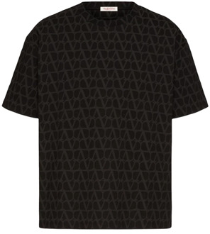 Ebony Katoenen T-shirts en Polos Valentino Garavani , Black , Heren - L,M,S
