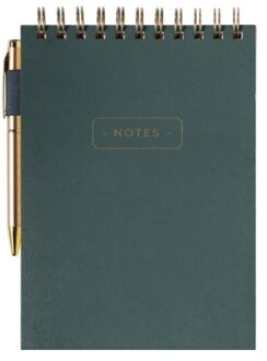 Èccolo notitieblok met spiraal en pen, formaat 15 x 22 cm., kleur emerald