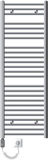 ECD Germany Radiator Badkamerverwarming Handdoekverwarmer Elektrisch 500 x 1500 mm Chroom gebogen stang 900W Zilverkleurig