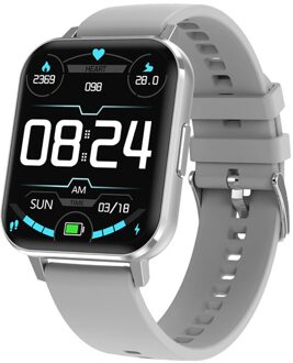 Ecg Slimme Horloge Mannen Hd Groot Scherm 24 Uur Hartslag Monitoring IP68 Waterdichte Vrouwen Smartwatch Voor Android ios zilver grijs Silicone