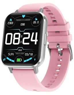 Ecg Slimme Horloge Mannen Hd Groot Scherm 24 Uur Hartslag Monitoring IP68 Waterdichte Vrouwen Smartwatch Voor Android ios zilver roze Silicone