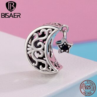 Echt 100% 925 Sterling Zilver I Love U De Moon & Star Bead Fit Originele Charms Armband Zilver 925 sieraden Maken