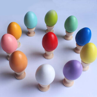 Echt hout imitatie eieren hout paaseieren Kinderen/kids doodle DIY handgemaakte schilderij materialen met eierdozen 11 stks/set
