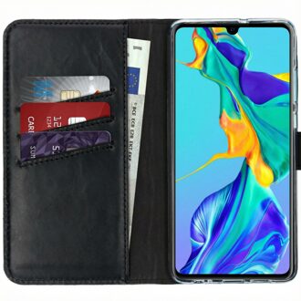 Echt Lederen Booktype Huawei P30 hoesje - Zwart