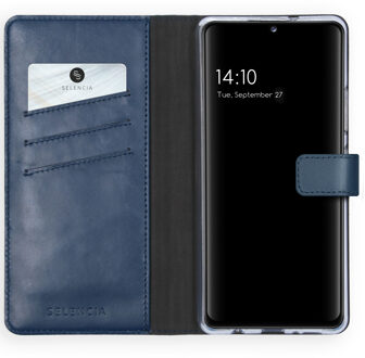 Echt Lederen Booktype Samsung Galaxy A42 hoesje - Blauw