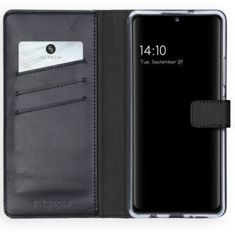 Echt Lederen Booktype Samsung Galaxy A42 hoesje - Zwart