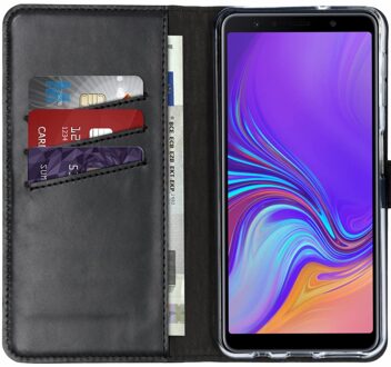 Echt Lederen Booktype Samsung Galaxy A7 (2018) hoesje - Zwart