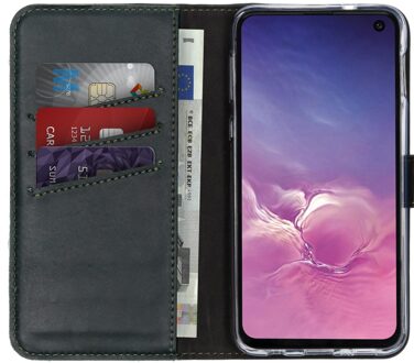 Echt Lederen Booktype Samsung Galaxy S10e hoesje - Groen