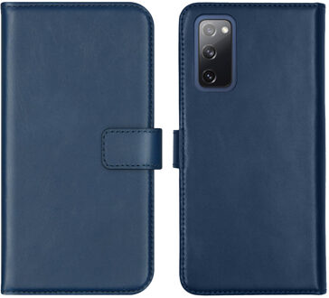 Echt Lederen Booktype Samsung Galaxy S20 FE hoesje - Blauw