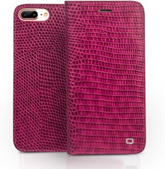 echt lederen luxe wallet hoes - iPhone 7 / 8 / SE (2020) - Croco Roze