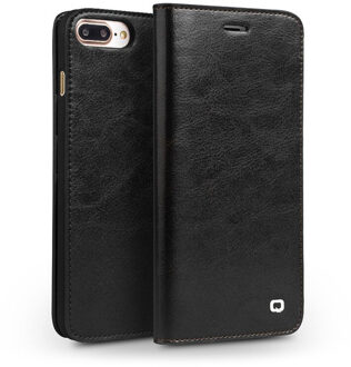 echt lederen luxe wallet hoes - iPhone 7 / 8 / SE (2020) - Zwart