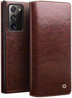 echt lederen luxe wallet hoes - Samsung Galaxy Note 20 - Bruin