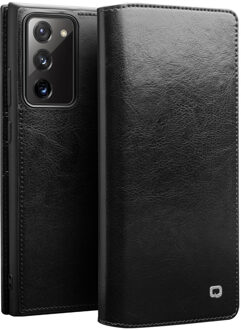 echt lederen luxe wallet hoes - Samsung Galaxy Note 20 - Zwart