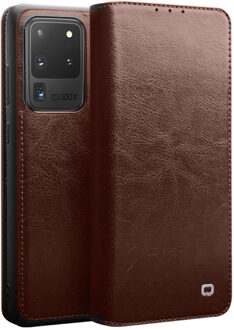 echt lederen luxe wallet hoes - Samsung Galaxy S20 Ultra - Bruin