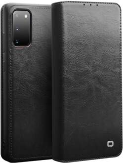 echt lederen luxe wallet hoes - Samsung Galaxy S20 - Zwart