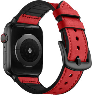 Echt Lederen Smartwatch Bandje Voor De Apple Watch Series 1 T/m 6 / Se - 38/40 Mm - Rood